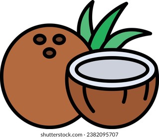 Icono de vector de coco. Se puede usar para imprimir, móviles y aplicaciones web.