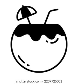 Coconut vector icon in modern style, summer beverage