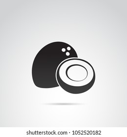 Coconut vector icon on white background.