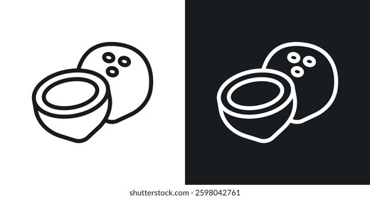 Coconut vector icon set in black and white color.