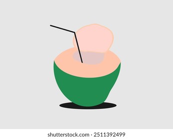 desenho plano de ilustração de vetor de coco