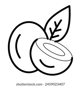 Diseño de iconos de línea de Vector de coco