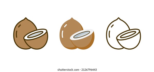 Coconut vector line icon logo. Coconut milk logo package design, coco symbol sticker design svg