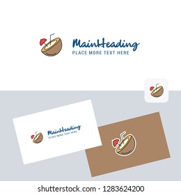Coconut vector logotype with business card template. Elegant corporate identity. - Vector
