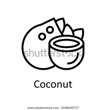Coconut Vector outline Icon Design illustration. Food and drinks Symbol on White background EPS 10 File
