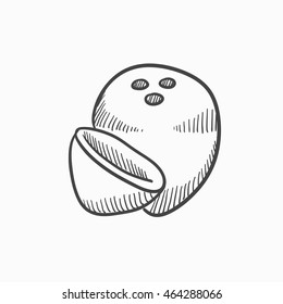 Coconut vector sketch icon isolated on background. Hand drawn Coconut icon. Coconut sketch icon for infographic, website or app.