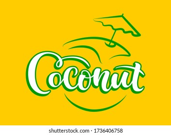 Coconut vector text, hand drawn lettering