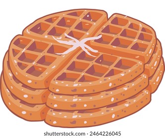 Coconut waffles Waffle menu vector illustration