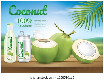 coconut water ads illustration vector