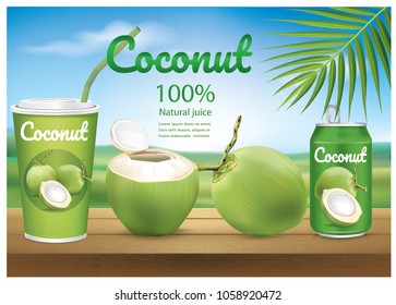 coconut water ads.illustration vector