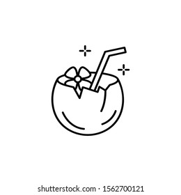 Coconut water drink cocktail icon. Simple line, outline vector of culture Thailand icons for ui and ux, website or mobile application