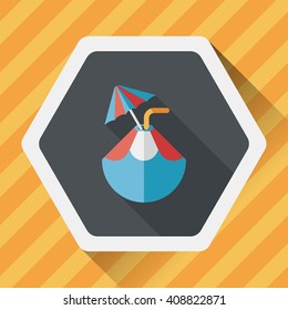 Coconut Water Drink , flat icon with long shadow
