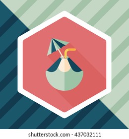 Coconut Water Drink , flat icon with long shadow