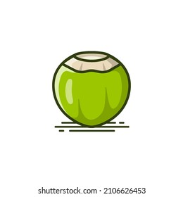 Coconut Water Drink, Green coconut isolated vector icon