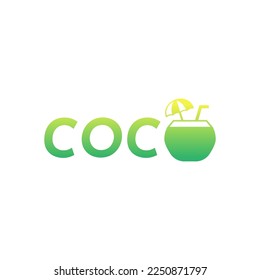 Coconut Water Drink logo design isolated on white background