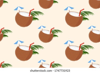 Coconut water drink pattern vector and design.
