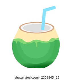 Coconut Water Drink With a Straw