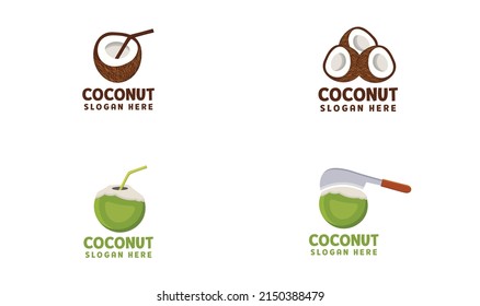 coconut water drink vector icon logo design isolated on white background