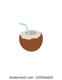 Coconut Water Drink - coconut vector isolated on white. 