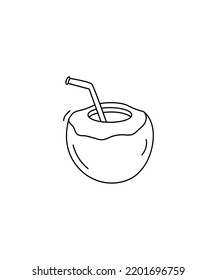 Coconut Water Drink - coconut vector isolated on white. Coconut coloring Page Isolated for Kids. 