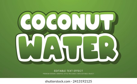 coconut water editable 3d text effect template bold typography and abstract style drinks logo and brand