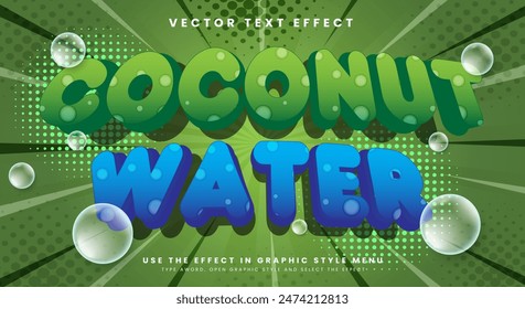 Coconut Water editable text effect template suitable for fruit drinks logo and brand