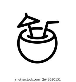 Coconut Water Icon Beverage and Drink Symbol Line Design Style Vector Illustration