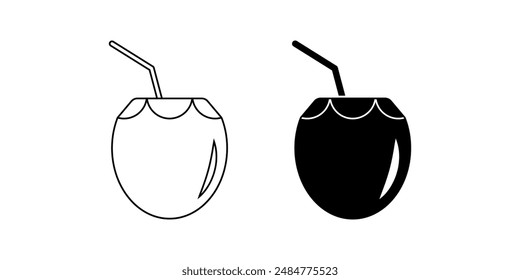 coconut water icon set isolated on white background