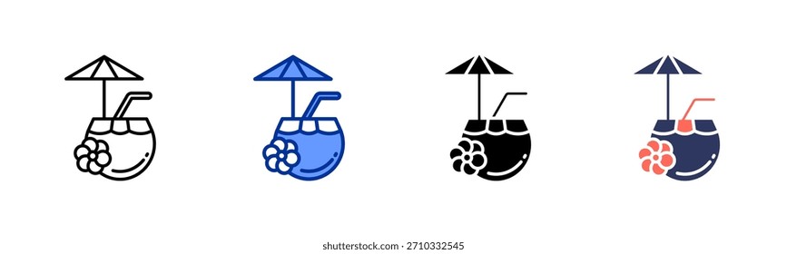 Kokosnuss Wasser Symbol Set mehrere Stil Sammlung
