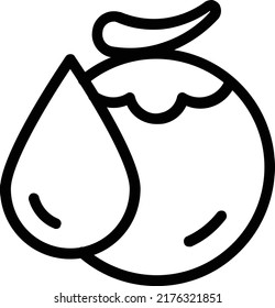 Coconut water icon symbolized by a coconut and water drops.