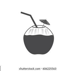 Coconut water icon. Vector coconut cocktail. coconut milk vector design