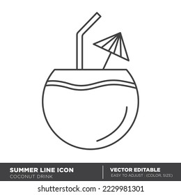 Ilustración vectorial del icono del agua del coco - Eps 10