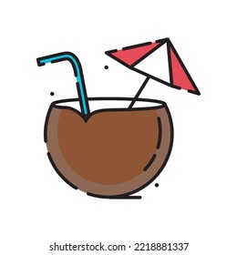 coconut water icon vector image with umbrella on a white background
