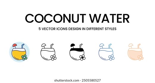 Coconut Water icons vector set stock illustration