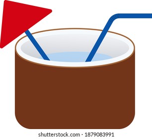 Coconut water ,illustration, vector on white background.