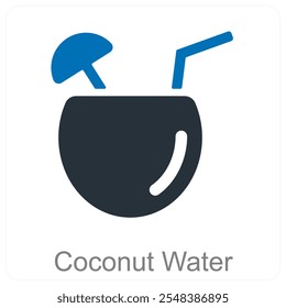 Coconut Water and natural icon concept