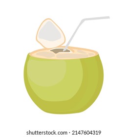 coconut and Coconut and coconut water on white background