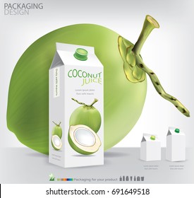 Coconut water package design.illustration