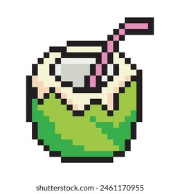 Coconut water in pixel art style