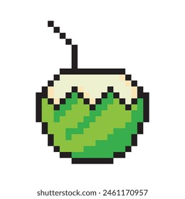 Coconut water in pixel art style