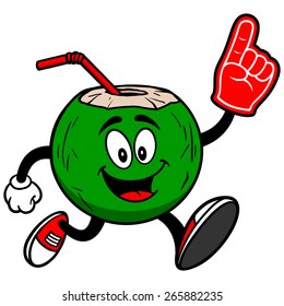 Coconut Water Running with Foam Finger