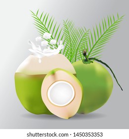 Coconut water with splashing with milk splash