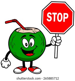 Coconut Water with Stop Sign