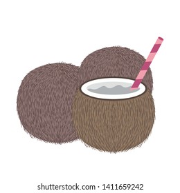 coconut water for summer heat on white background