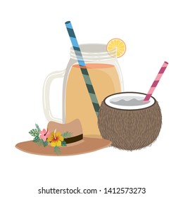coconut water for summer heat on white background