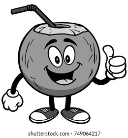 Coconut Water with Thumbs Up Illustration