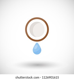Coconut water vector flat icon, flat design of healthy food ingredient with round shadow isolated on the white background, vector illustration