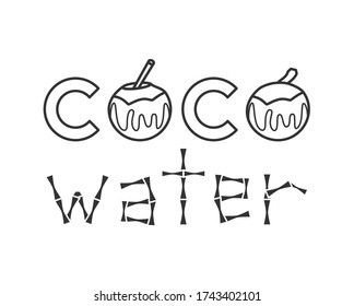Coconut water vector hand drawn lettering