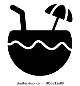 estilo de glifo de icono de vector de agua de coco para Web y Mobile.