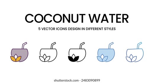 Coconut Water vector icons set stock illustration